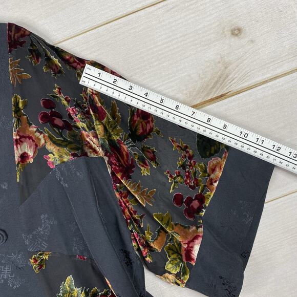 Vintage Aris A Silk Cardigan Gray XL Velvet Burnout Kimono Short Jacket Top NWT - Picture 6 of 9